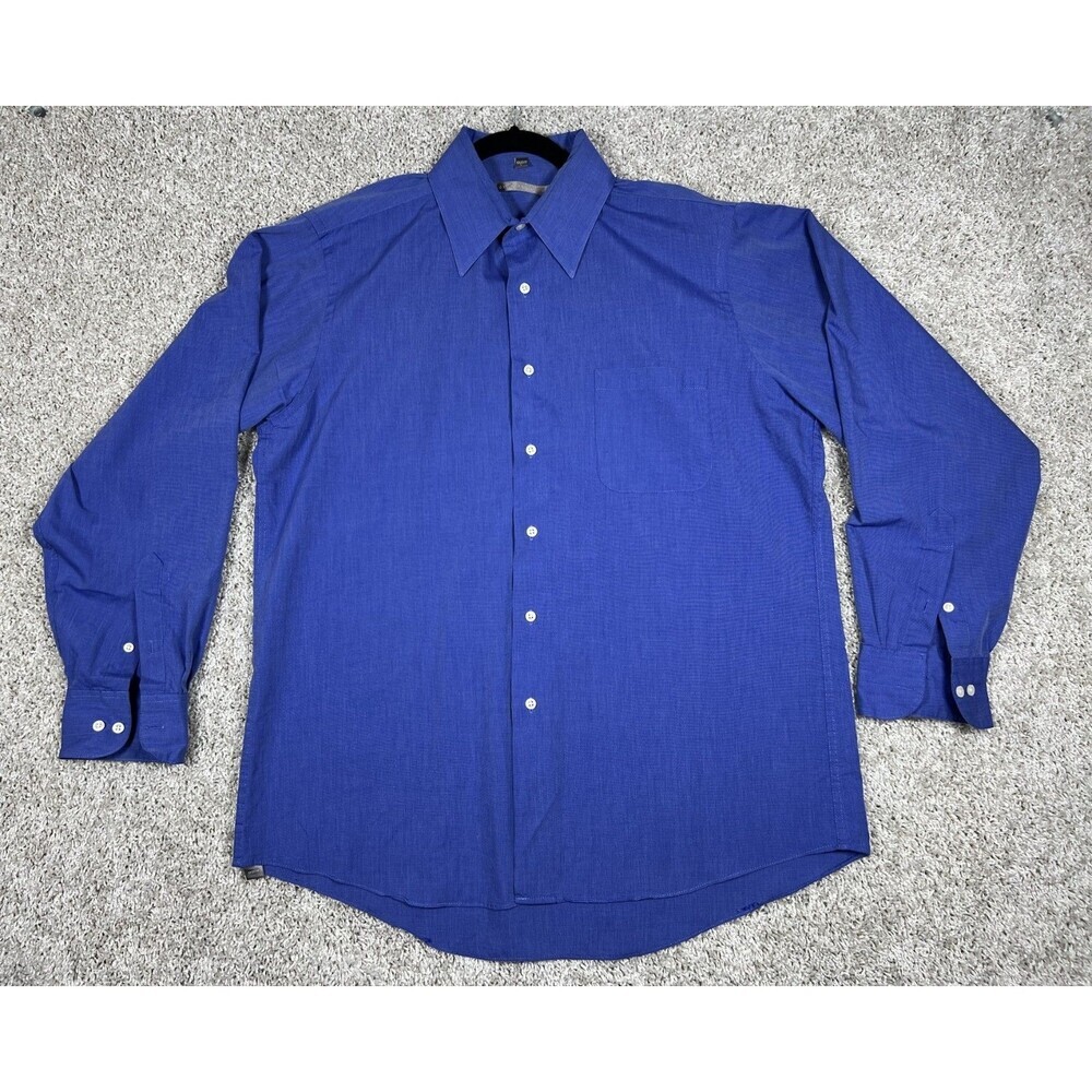 Geoffrey Beene Mens L Blue Dress Shirt Career Office Button Up 15.5 34/35